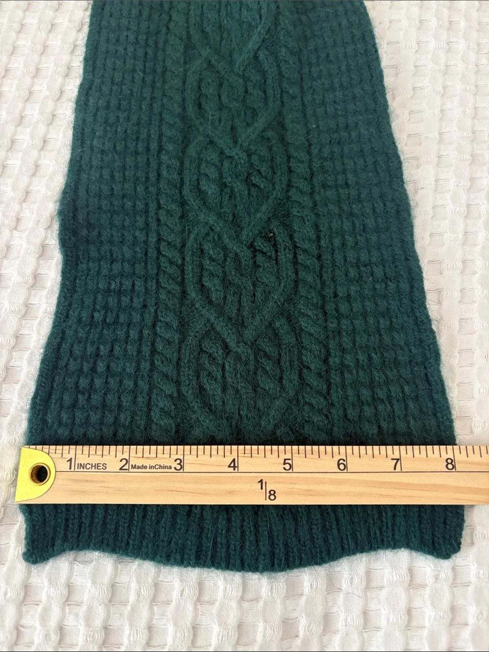 Lauren Ralph Lauren Lambswool Soft Dark Green Cable Knit Scarf SZ OS